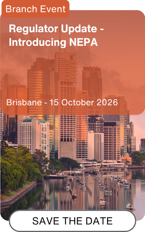 Event poster, Brisbane skyline, 2026 date.