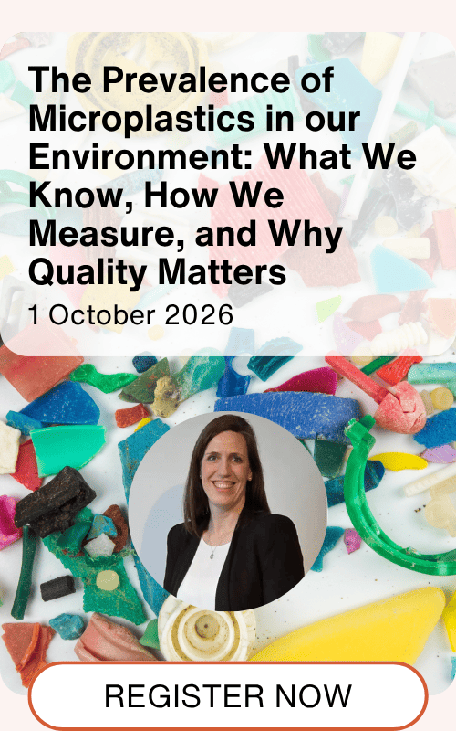 Webinar on microplastics with woman speaker.